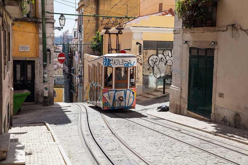 Lizbona 2013 rok – wagonik przed największym nachyleniem trasy