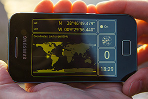 Aplikacja GPS pokazująca współrzędne geograficzne Cabo da Roca